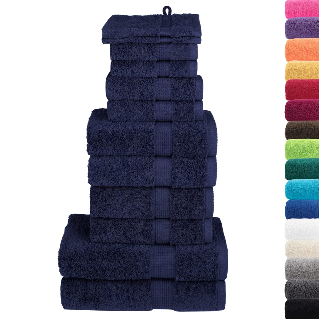 12-delige Handdoekenset SOLUND 600 g/m² marineblauw