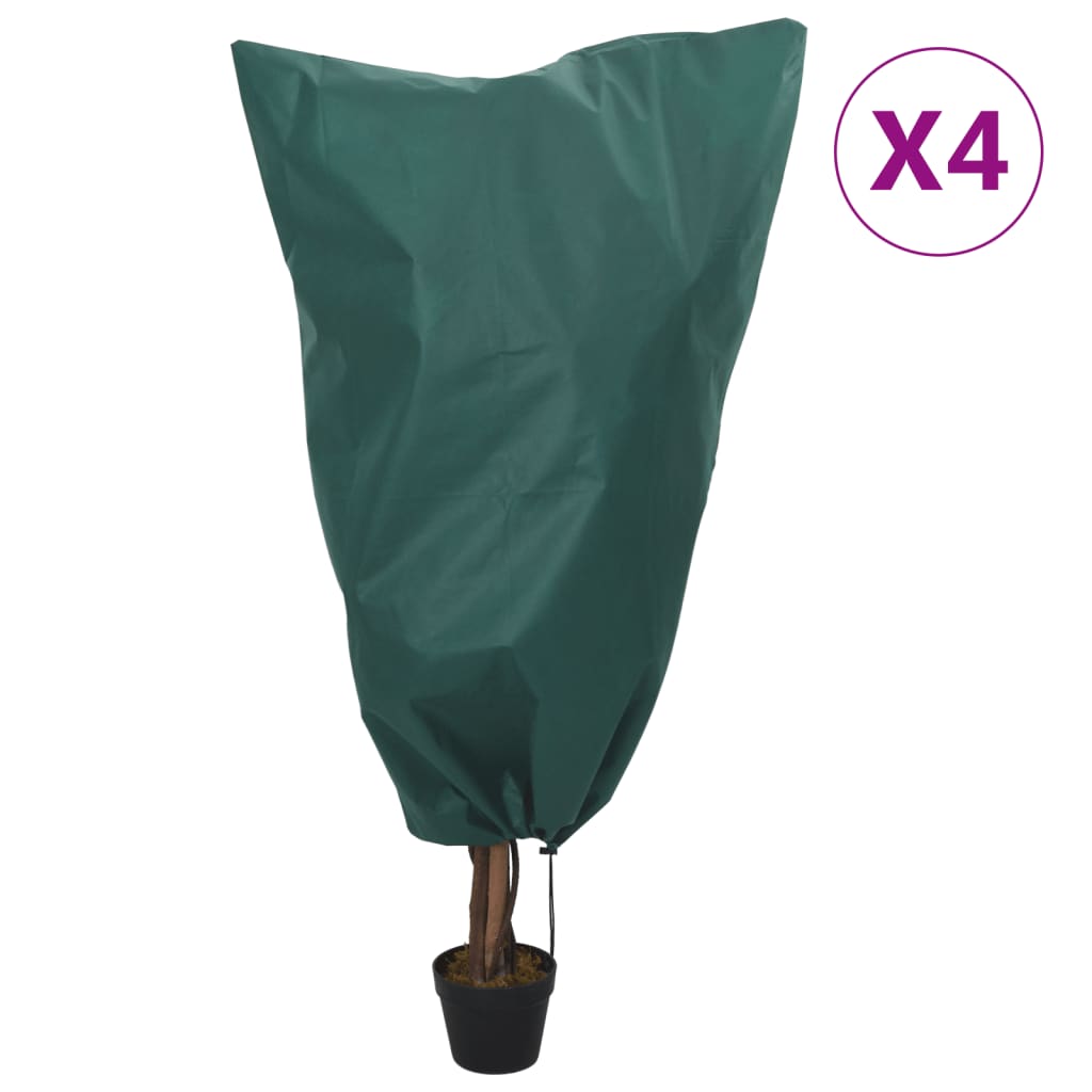 Vlieshoezen voor planten met trekkoord 4 st 70 g/m² 0,8x0,8 m