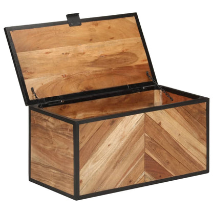 Opbergbox 60x30x30 cm massief acaciahout en ijzer