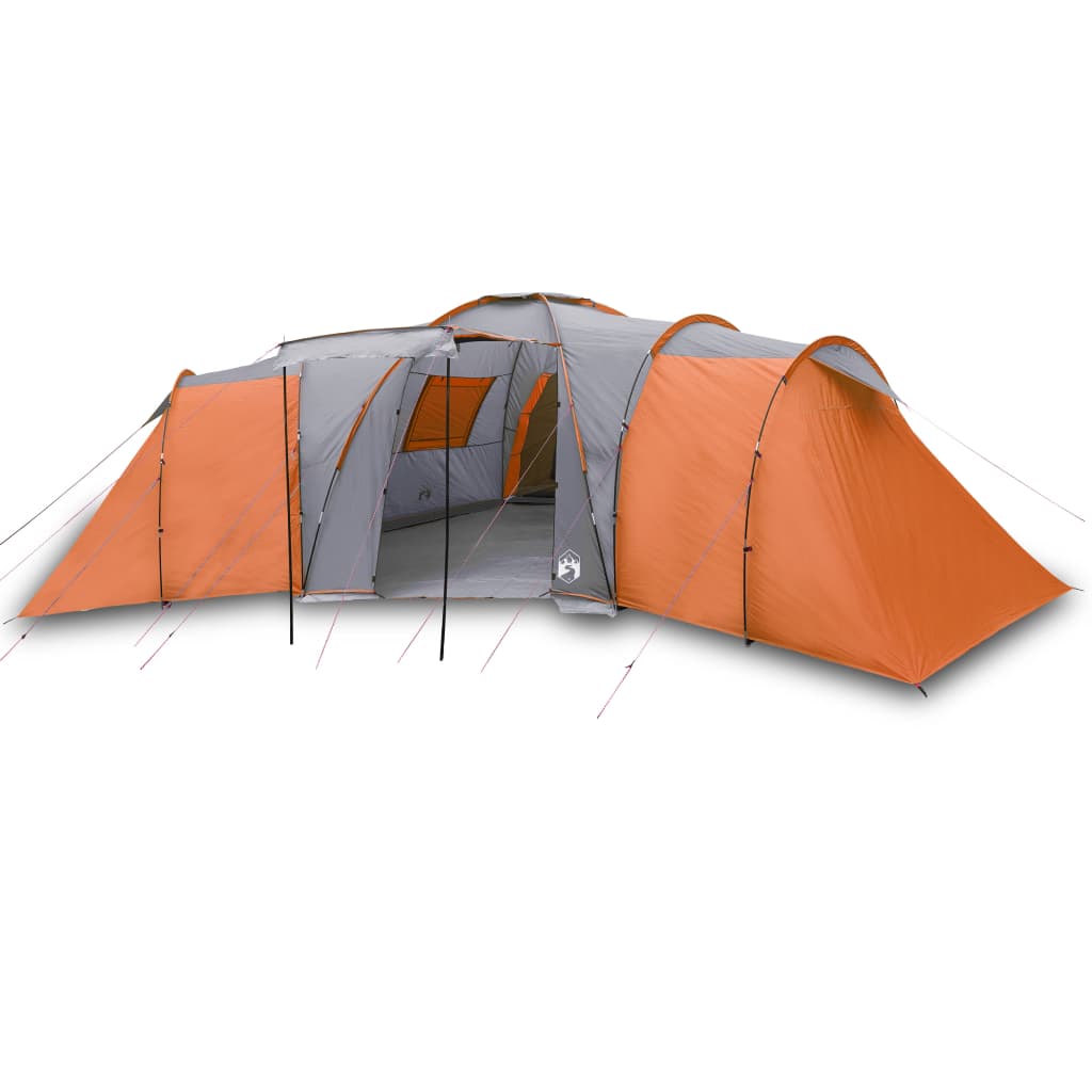 Tent 12-persoons 840x720x200 cm 185T taft grijs en oranje