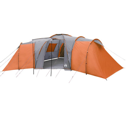 Tent 12-persoons 840x720x200 cm 185T taft grijs en oranje