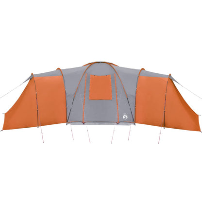 Tent 12-persoons 840x720x200 cm 185T taft grijs en oranje