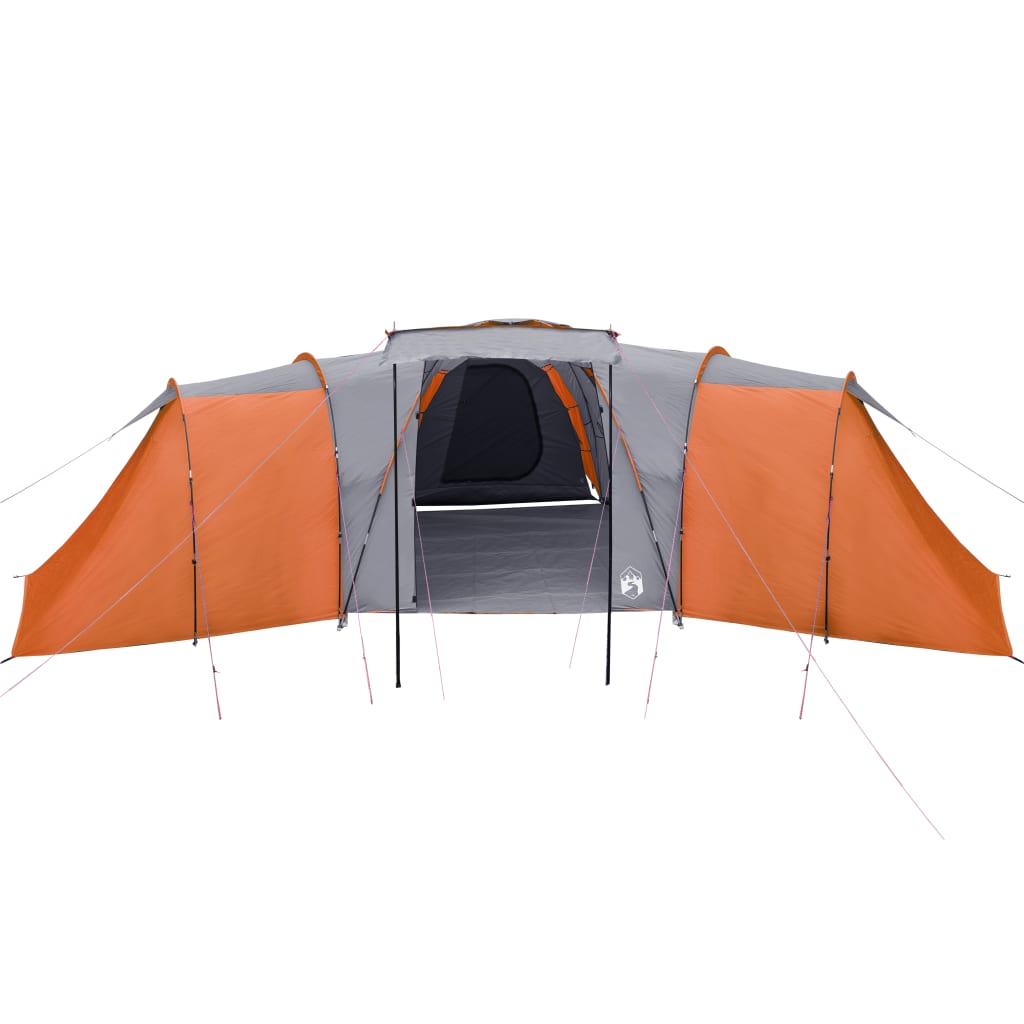 Tent 12-persoons 840x720x200 cm 185T taft grijs en oranje