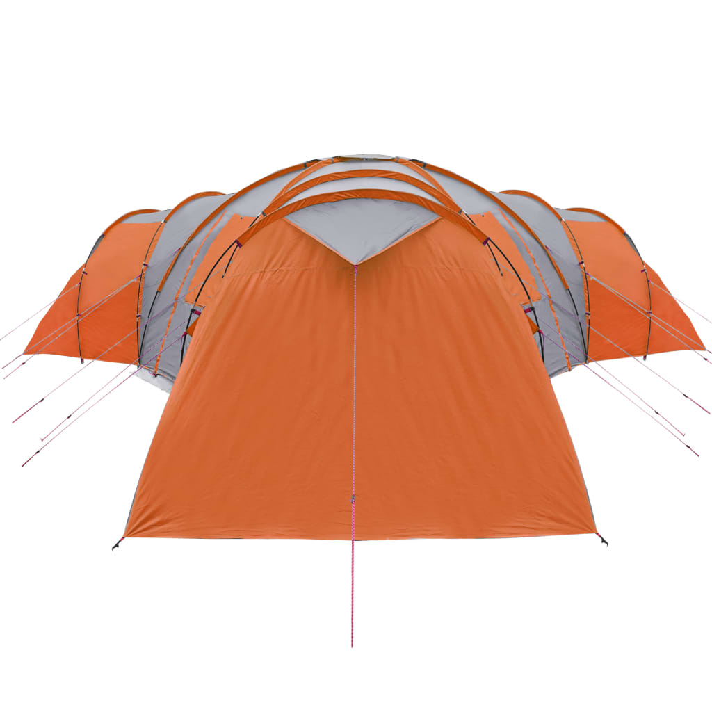 Tent 12-persoons 840x720x200 cm 185T taft grijs en oranje