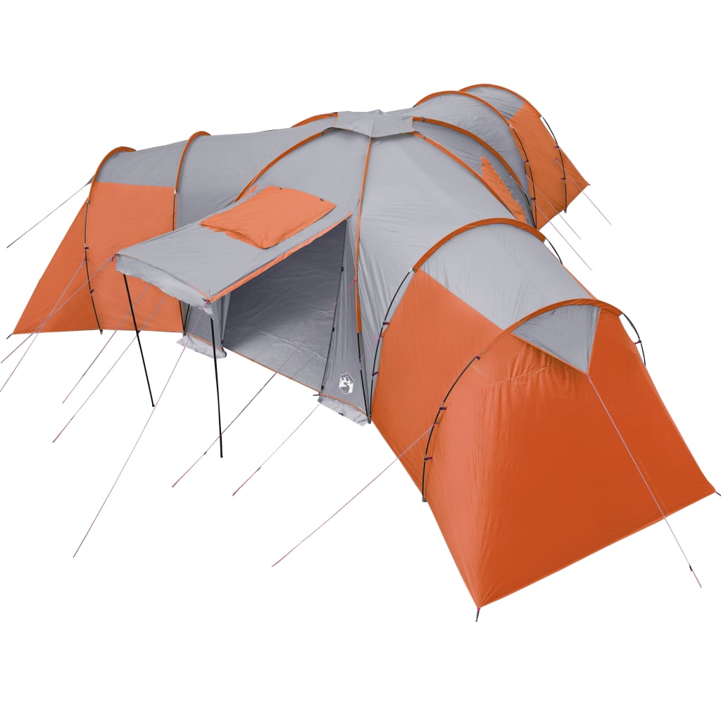 Tent 12-persoons 840x720x200 cm 185T taft grijs en oranje