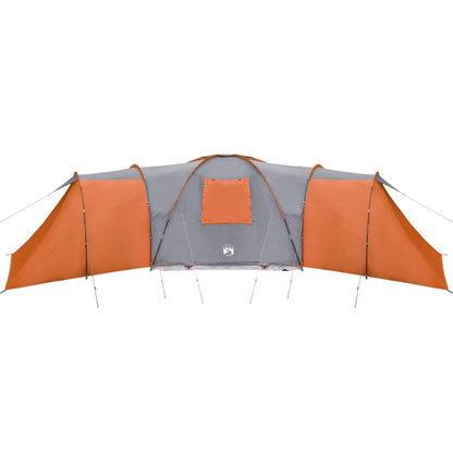 Tent 12-persoons 840x720x200 cm 185T taft grijs en oranje