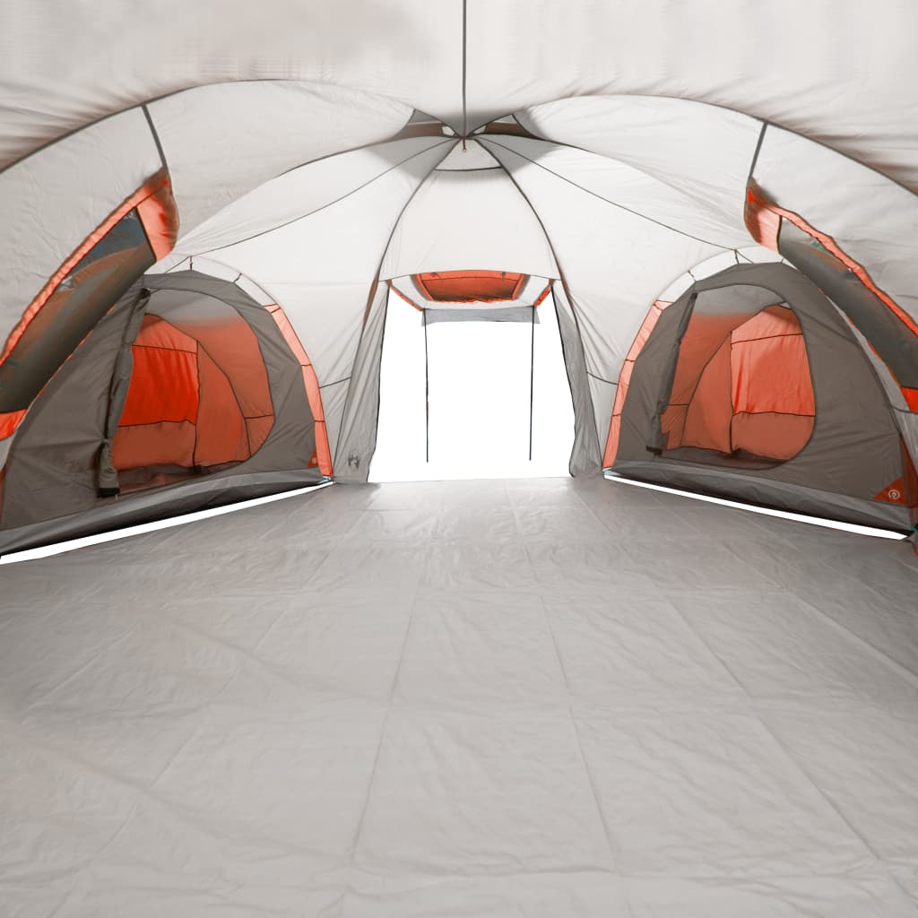 Tent 12-persoons 840x720x200 cm 185T taft grijs en oranje