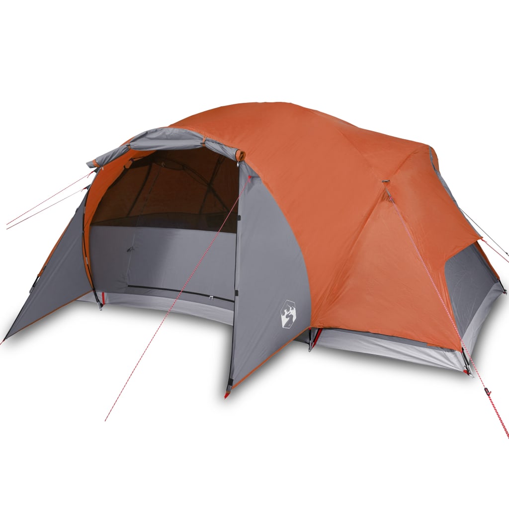 Tent 8-persoons 360x430x195 cm 190T taft grijs en oranje