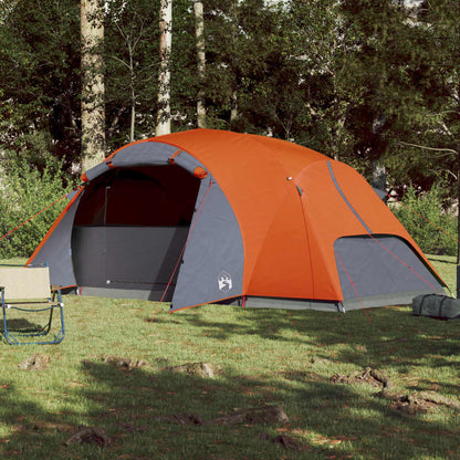 Tent 8-persoons 360x430x195 cm 190T taft grijs en oranje