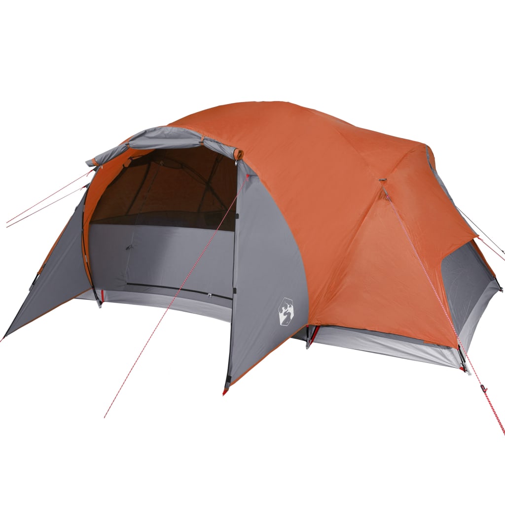 Tent 8-persoons 360x430x195 cm 190T taft grijs en oranje