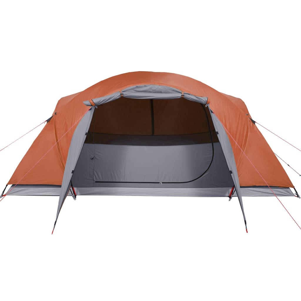 Tent 8-persoons 360x430x195 cm 190T taft grijs en oranje