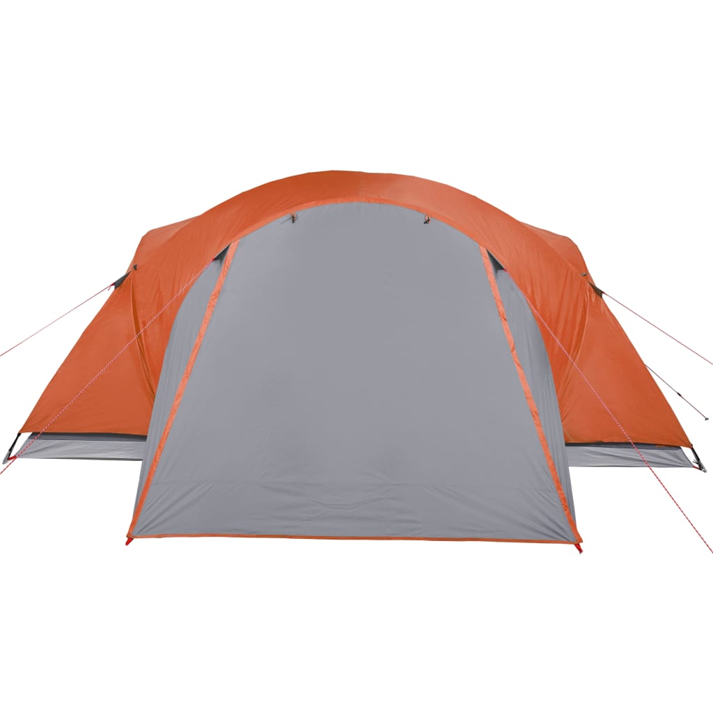 Tent 8-persoons 360x430x195 cm 190T taft grijs en oranje