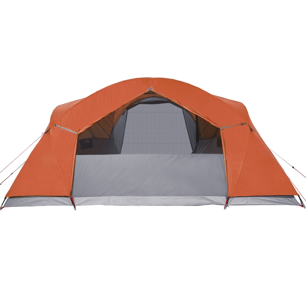 Tent 8-persoons 360x430x195 cm 190T taft grijs en oranje