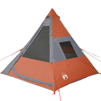 Tent 7-persoons 350x350x280 cm 185T taft grijs en oranje