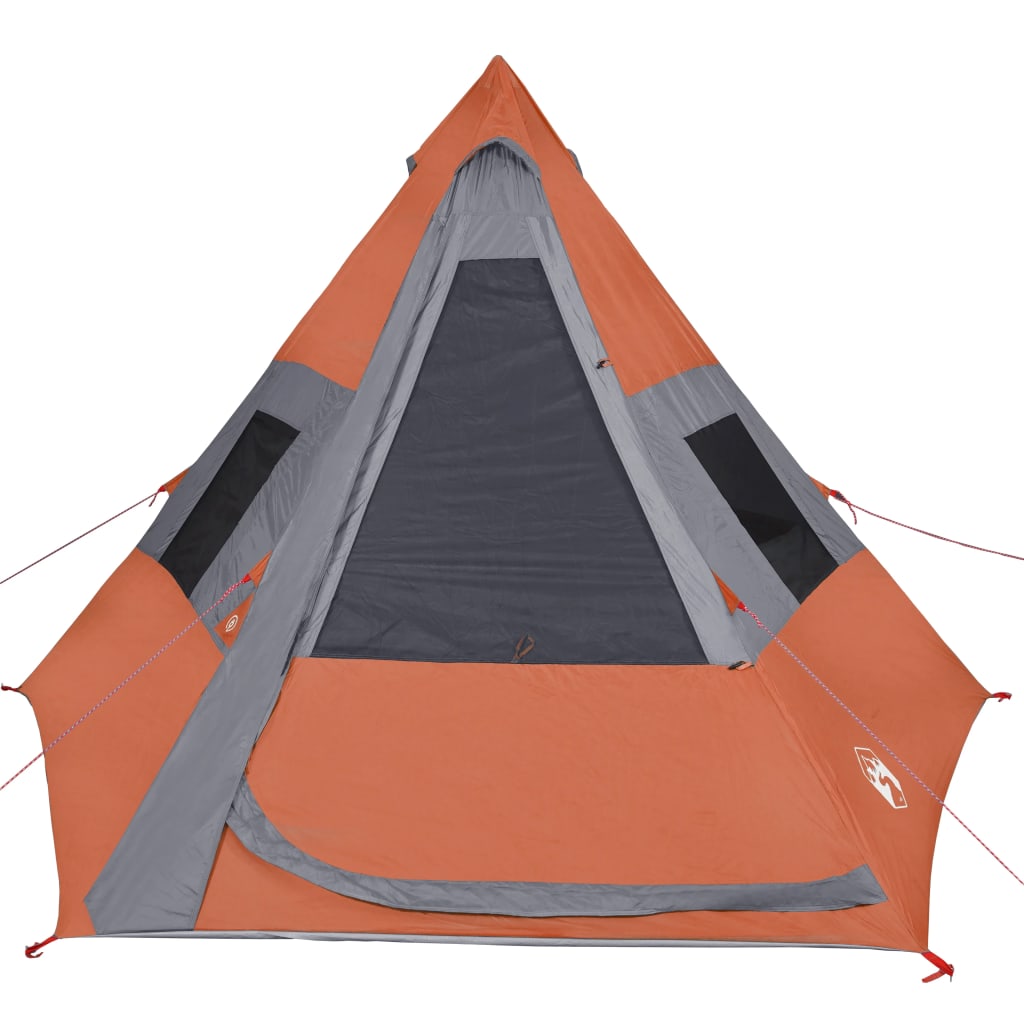Tent 7-persoons 350x350x280 cm 185T taft grijs en oranje