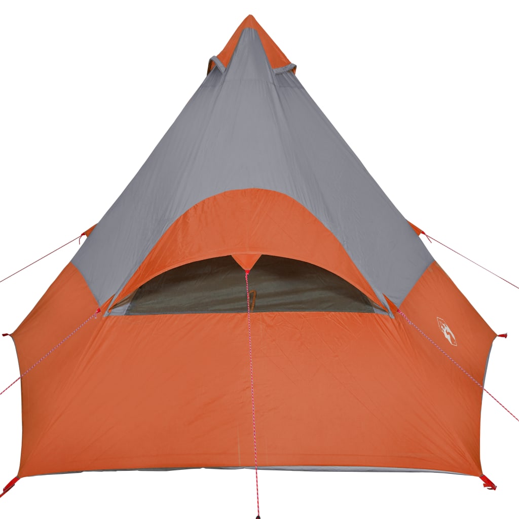 Tent 7-persoons 350x350x280 cm 185T taft grijs en oranje