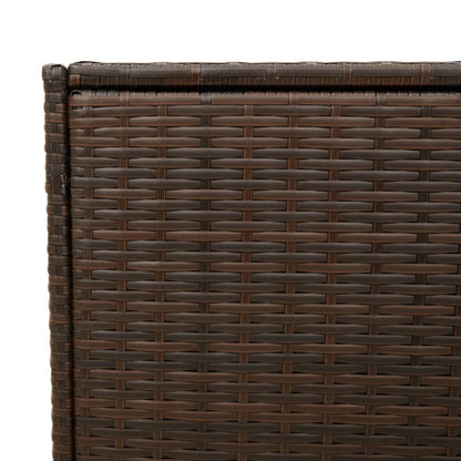 Tuinbox met wielen 283 L poly rattan bruin