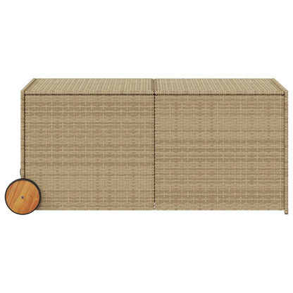 Tuinbox met wielen 283 L poly rattan gemengd beige