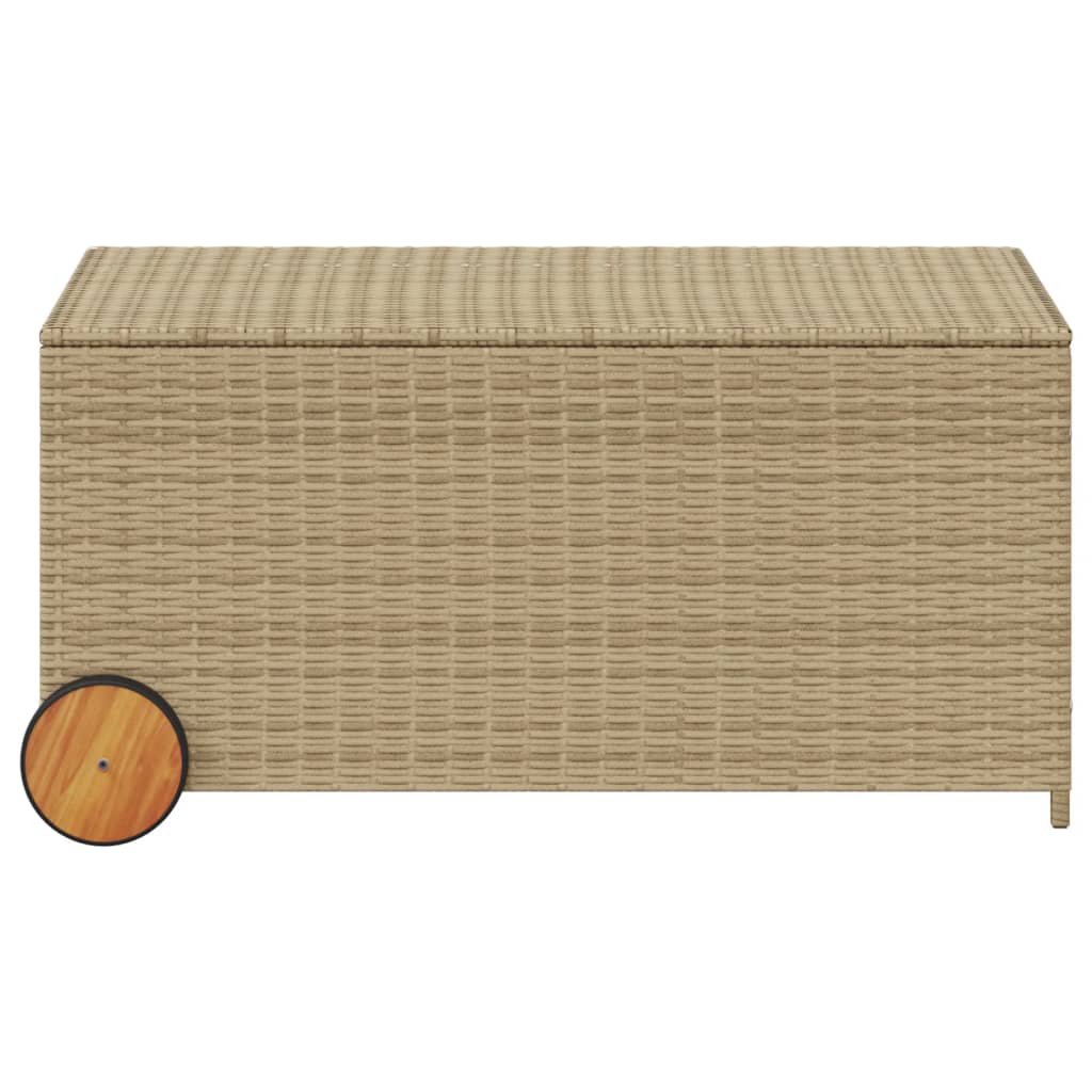 Tuinbox met wielen 190 L poly rattan gemengd beige