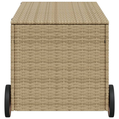 Tuinbox met wielen 190 L poly rattan gemengd beige