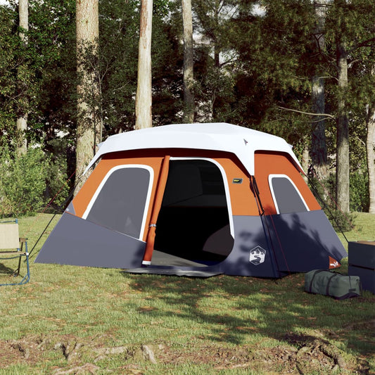 Tent 6-persoons waterdicht met LED lichtgrijs en oranje