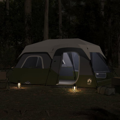 Tent 9-persoons waterdicht met LED lichtgroen