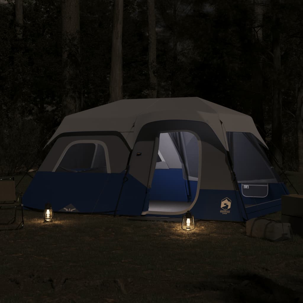 Tent 9-persoons waterdicht met LED lichtblauw
