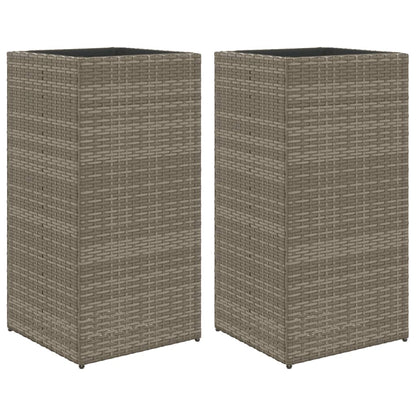 Plantenbakken 2 st 40x40x80 cm poly rattan grijs