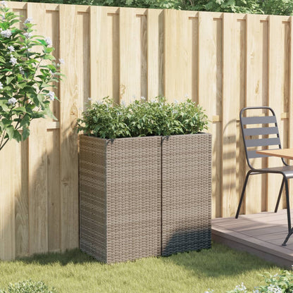 Plantenbakken 2 st 40x40x80 cm poly rattan grijs