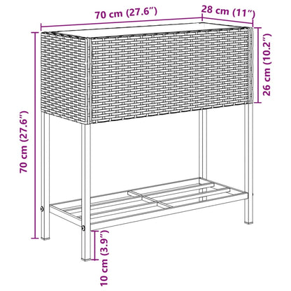 Plantenbak met schap poly rattan bruin