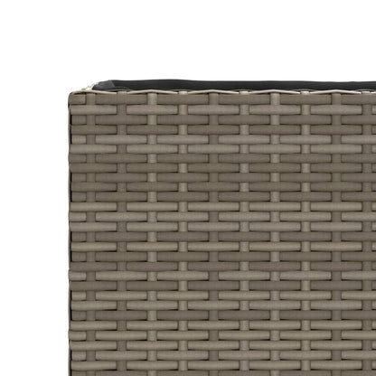 Plantenbak met 2 potten 90x20x40 cm poly rattan grijs