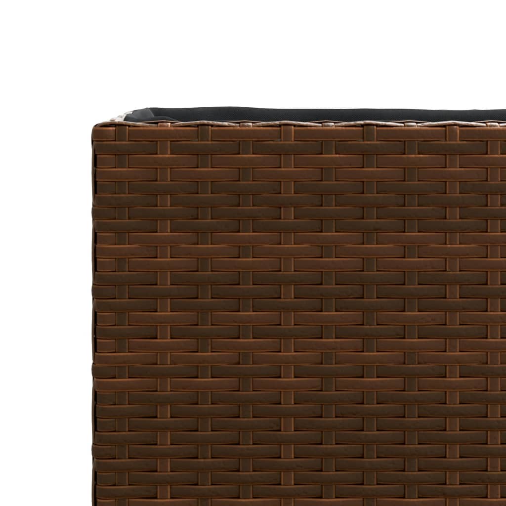 Plantenbak met 3 potten 105x30x32 cm poly rattan bruin