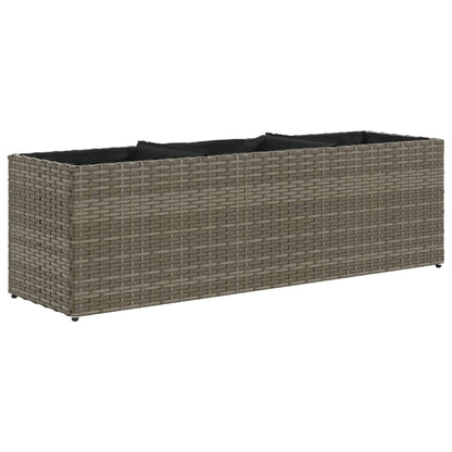 Plantenbak met 3 potten 105x30x32 cm poly rattan grijs