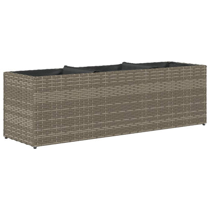 Plantenbak met 3 potten 105x30x32 cm poly rattan grijs