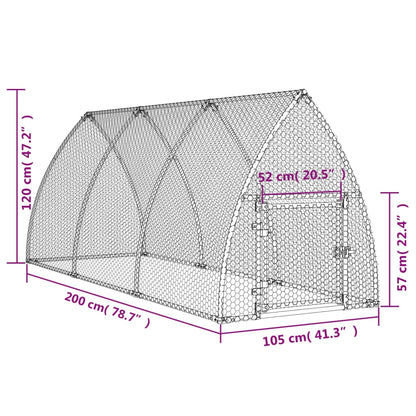 Kippenhok 300x105x120 cm gegalvaniseerd staal zilverkleurig