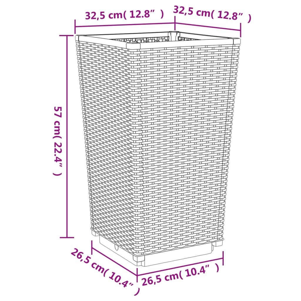 Plantenbakken 4 st 32,5x32,5x57 cm polypropeen bruin