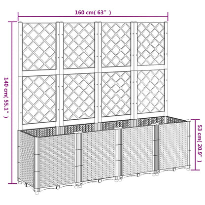 Plantenbak met latwerk 160x40x140 cm polypropeen grijs