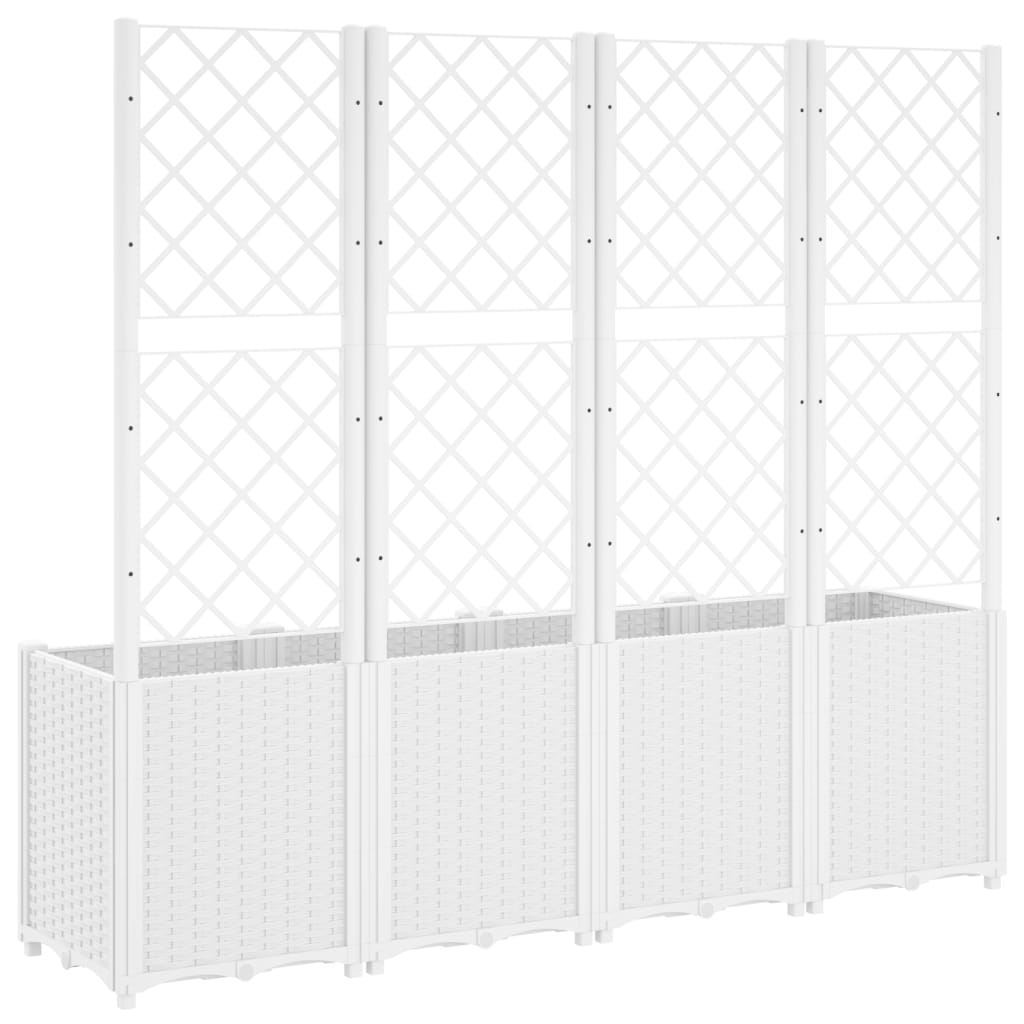 Plantenbak met latwerk 160x40x140 cm polypropeen wit