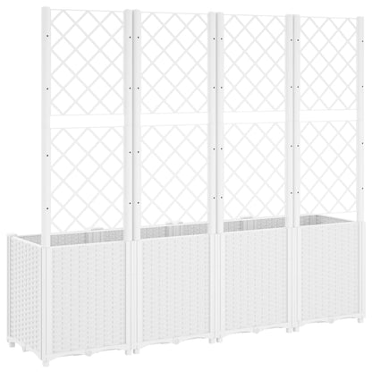 Plantenbak met latwerk 160x40x140 cm polypropeen wit