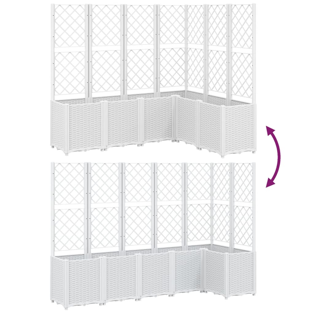 Plantenbak met latwerk 160x120x140 cm polypropeen wit