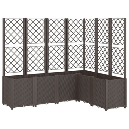 Plantenbak met latwerk 160x120x140 cm polypropeen bruin