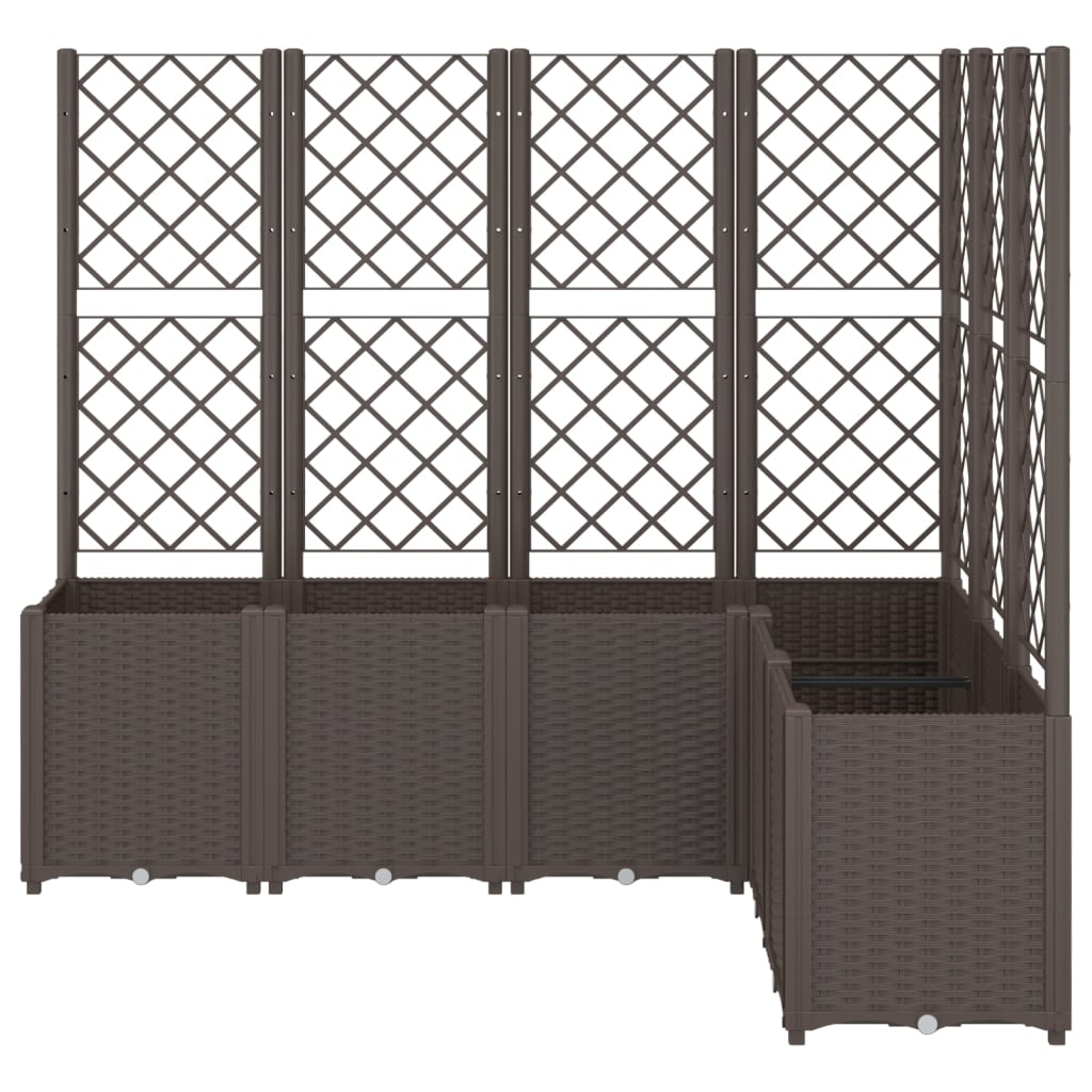 Plantenbak met latwerk 160x120x140 cm polypropeen bruin