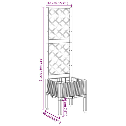 Plantenbak met latwerk 40x40x142 cm polypropeen zwart