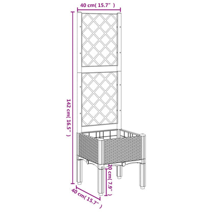 Plantenbak met latwerk 40x40x142 cm polypropeen bruin