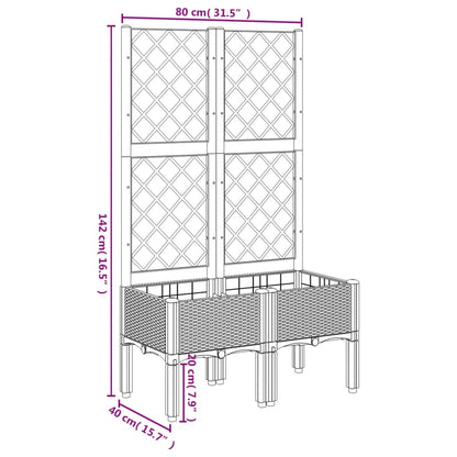 Plantenbak met latwerk 80x40x142 cm polypropeen grijs