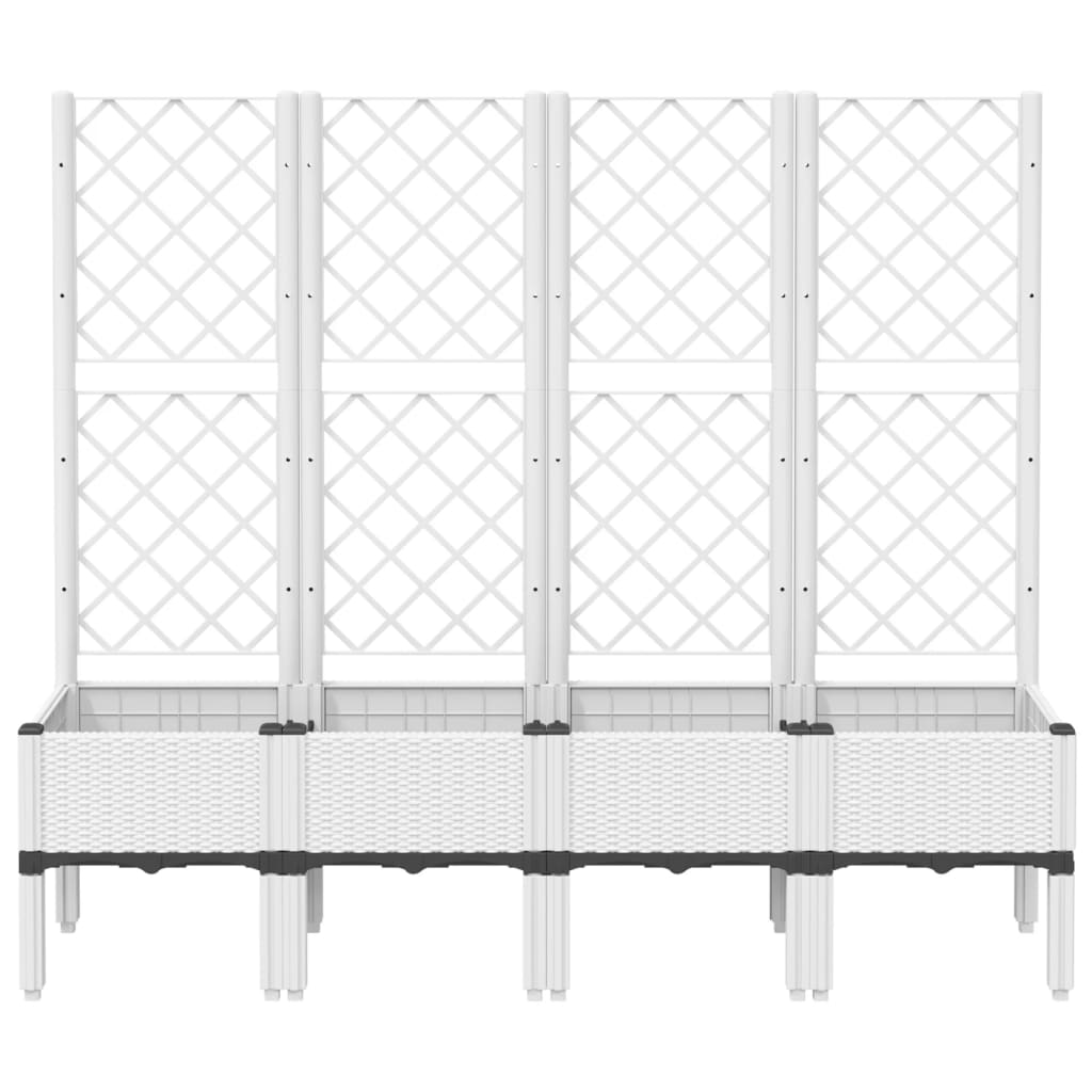 Plantenbak met latwerk 160x40x142 cm polypropeen wit