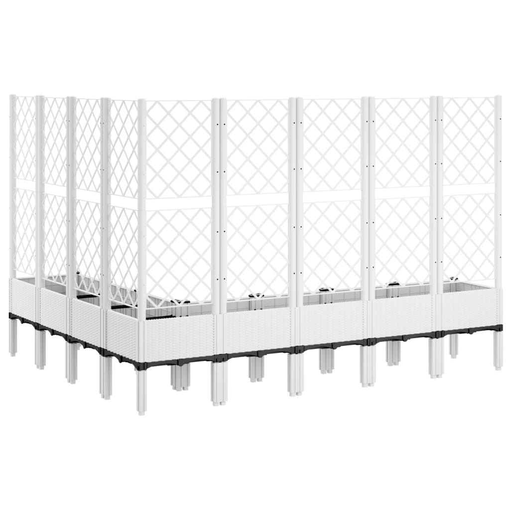 Plantenbak met latwerk 200x160x142 cm polypropeen wit