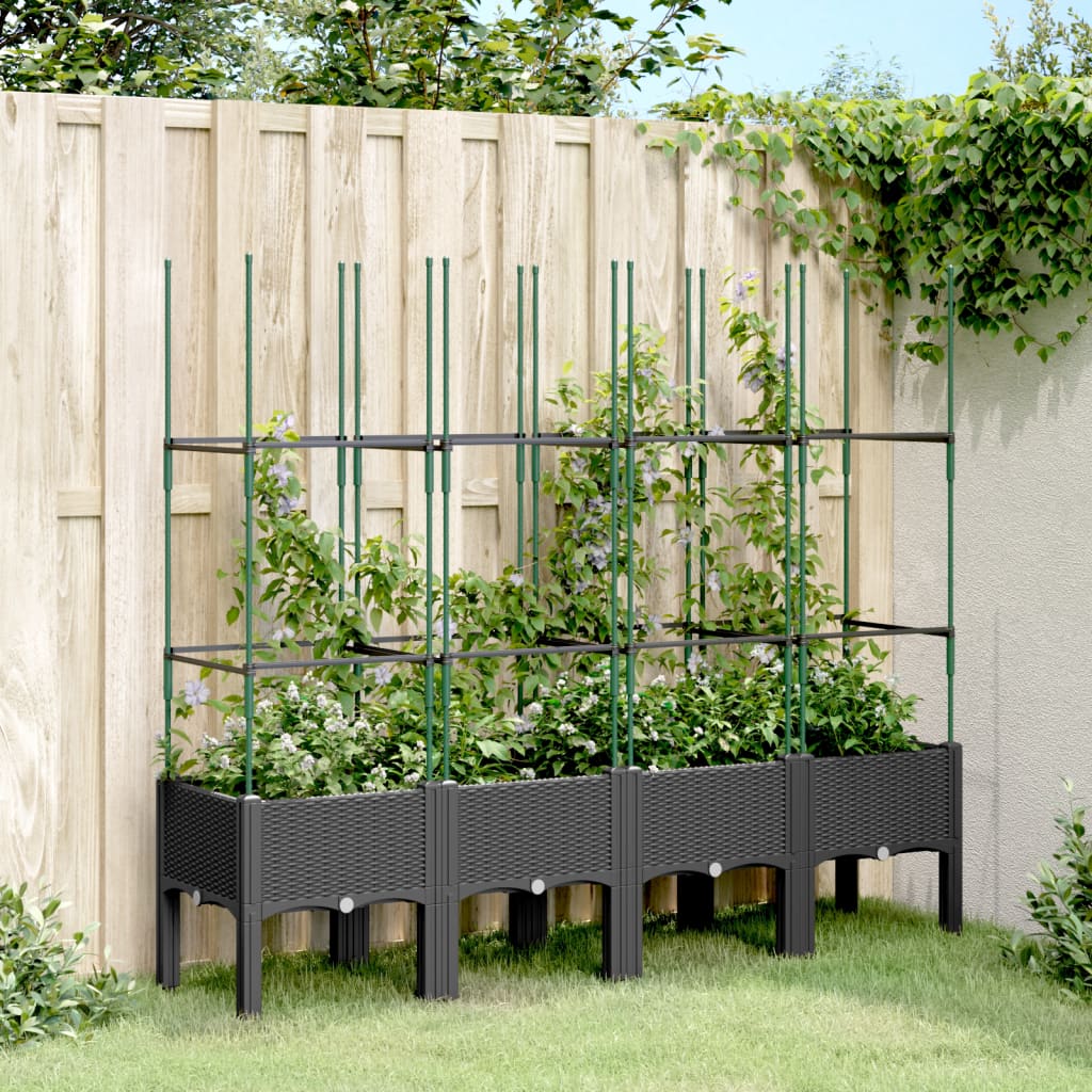 Plantenbak met latwerk 160x40x142,5 cm polypropeen zwart