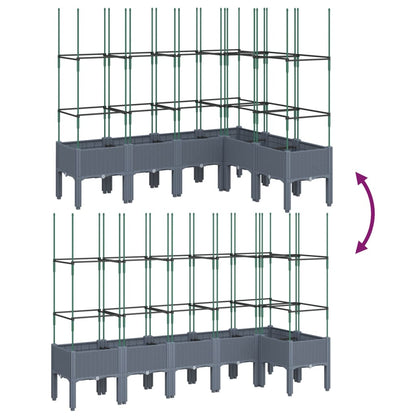 Plantenbak met latwerk 160x120x142,5 cm polypropeen grijs