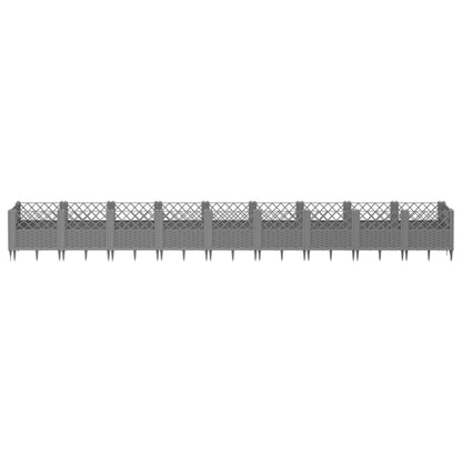 Plantenbak met pinnen 363,5x43,5x43,5 cm polypropeen lichtgrijs